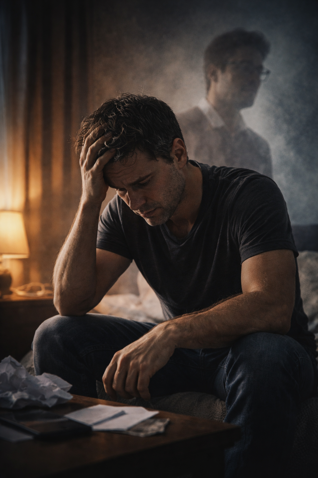 Hombre frustrado reflexionando sobre por qué repetimos los mismos errores en la toma de decisiones